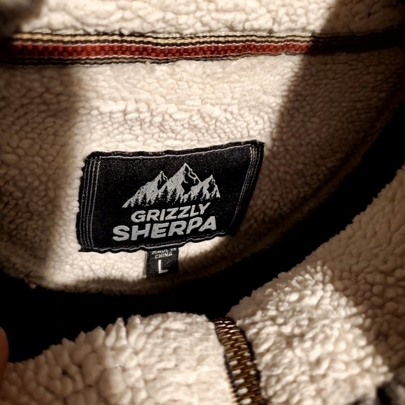 Men's Grizzly Sherpa Pullover 1/4‎ Zipup Warm Jacket Large - Picture 8 of 9